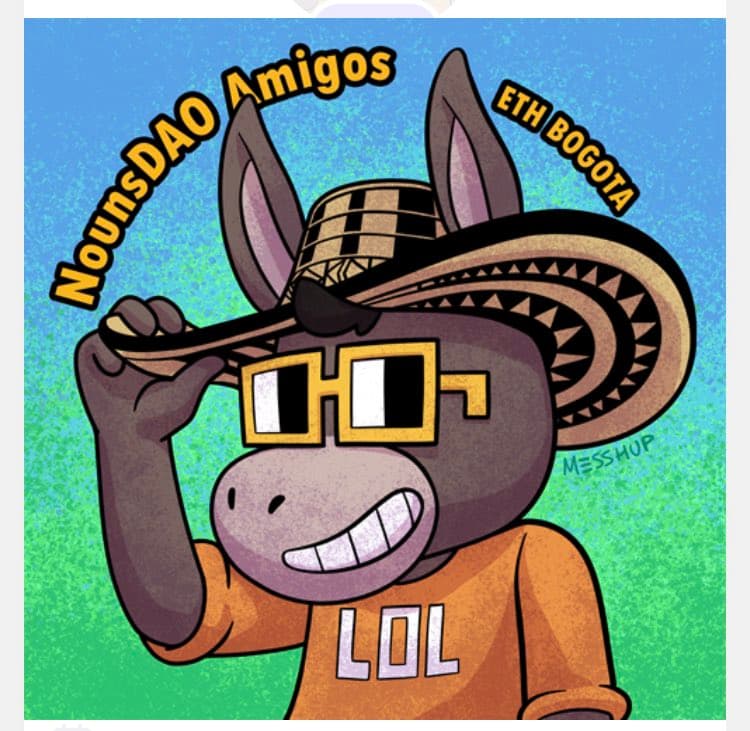 AMIGO token #1: a burro with noggles wearing a red shirt that says 'hola'